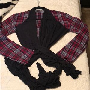 L.I.M plaid wrap shirt